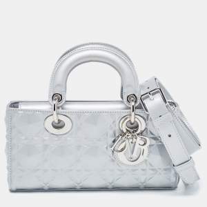 Dior Grey Cannage Diamond Leather Small Lady D-Joy Tote