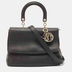 Pre Owned Dior Black Leather Medium Be Dior Flap Top Handle Bag