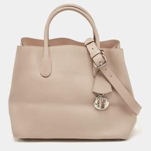 Pre Owned Dior Old Rose Leather Large Open Bar Tote