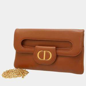 Pre Owned Dior Brown Leather Medium DiorDouble Bag