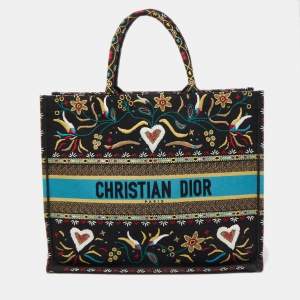 Dior Multicolor Embroidered Canvas Large Book Tote