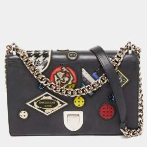 Pre Owned Dior Black Leather Medium Patch Diorama Shoulder Bag