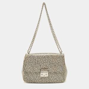 Pre Owned Dior Black/White Printed Ayers Miss Dior Shoulder Bag