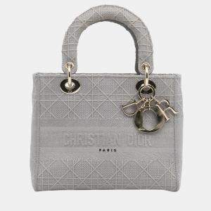 Pre Owned Dior Grey Medium Cannage Lady D-Lite