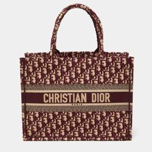 Dior Burgundy Oblique Canvas Small Book Tote 