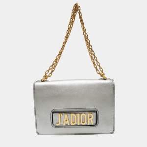 Dior Silver Leather J’adior Flap Shoulder Bag                