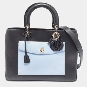 Pre Owned Dior Tri Color Leather Large Lady Dior Pocket Tote