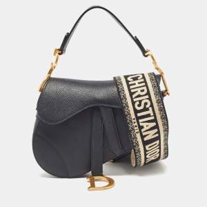 Dior Black Leather Mini Saddle Bag
