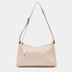 Pre Owned Dior Pink Oblique Canvas Baguette Bag
