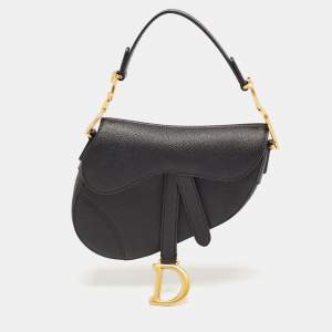 Dior Black Leather Mini Saddle Bag