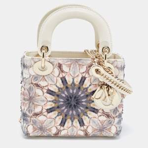 Dior Multicolor Embroidered Leather KaleiDiorscopic Mini Lady Dior Tote