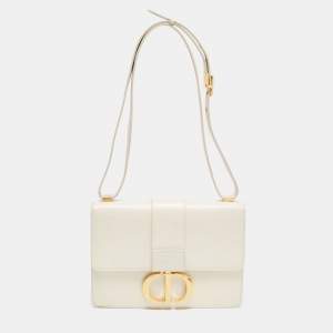 Dior White Leather 30 Montaigne Shoulder Bag
