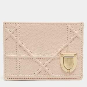 Pre Owned Dior Pink Cannage Leather Diorama Card Holder
