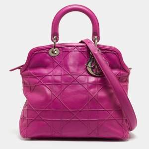 Pre Owned Dior Magenta Cannage Leather Granville Tote