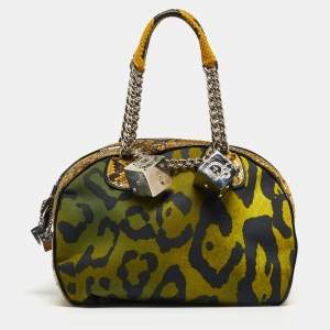 Dior Multicolor Animal Print Canvas And Python Gambler Dice Bowling Bag