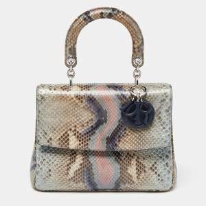 Pre Owned Dior Multicolor Python Small Be Dior Flap Top Handle Bag