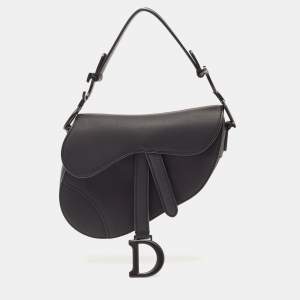 Dior Black Leather Mini Saddle Bag