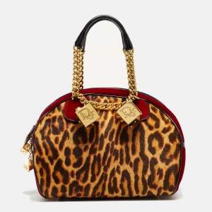 Pre Owned Dior Multicolor Leopard Print Calfhair, Velvet and Patent Leather Gambler Dice Bag