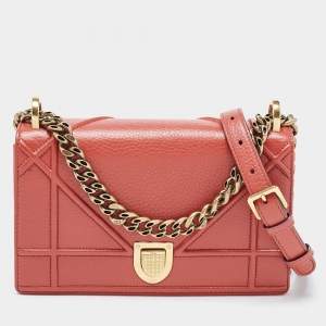 Pre Owned Dior Red Leather Small Diorama Shoulder Bag