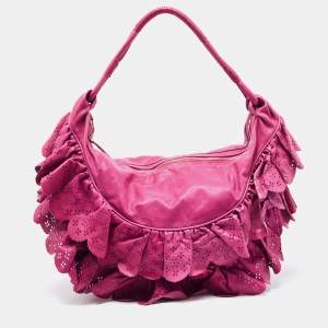 Dior Purple Leather Large Gypsy Ruffle Hobo