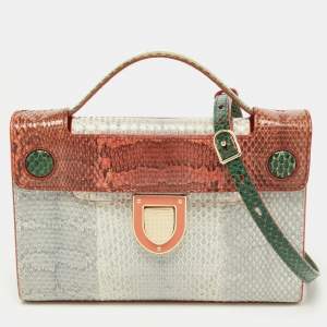 Pre Owned Dior Multicolor Watersnake Leather Mini Diorever Top Handle Bag