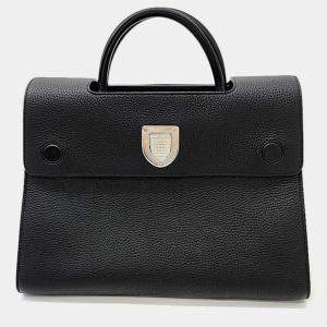 Christian Dior Black Leather Large Diorever Top Handle Bag