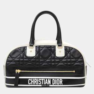 Christian Dior  Black/White Leather Vibe Small Bowling Bag 