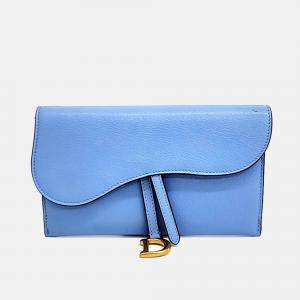Christian Dior Light Blue Leather Saddle Chain Crossbody Bag