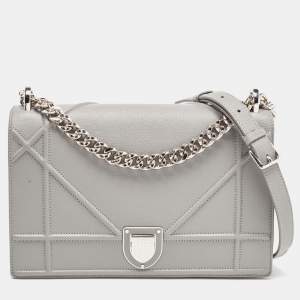 Dior Grey Leather Medium Diorama Flap Shoulder Bag
