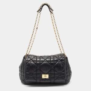 Pre Owned Dior Black Cannage Leather Milly La Foret Shoulder Bag