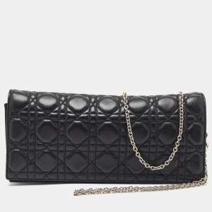 Dior Black Cannage Leather Lady Dior Chain Clutch