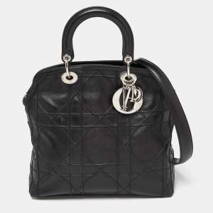 Pre Owned Dior Black Cannage Leather Granville Tote 