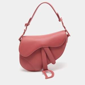 Pre Owned Dior Old Rose Mini Leather Saddle Bag