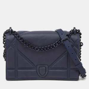 Dior Navy Blue Ultra Matte Leather Medium Diorama Flap Shoulder Bag