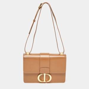 Dior Brown Leather Montaigne 30 Flap Shoulder Bag