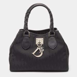 Pre Owned Dior Black Diorissimo Canvas and Leather Charming Satchel