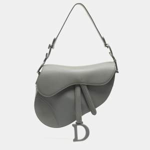 Dior Grey Ultra Matte Leather Saddle Shoulder Bag