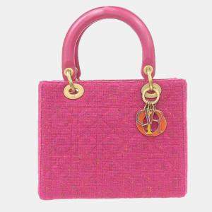 Dior Pink Tweed Lady Dior Handbag 