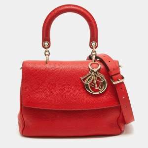 Dior Red Leather Small Be Dior Flap Top Handle Bag