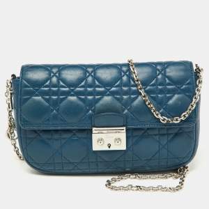 Dior Blue Cannage Leather Small Miss Dior Flap Bag