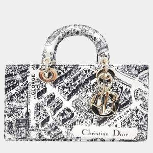 Christian Dior White/Black Plan de Paris Printed Calfskin Medium Lady D-Joy Bag