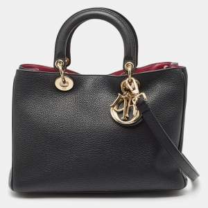Dior Black Leather Medium Diorissimo Shopper Tote