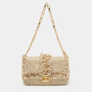Dior Gold/Beige Tweed Medium Miss Dior Flap Bag