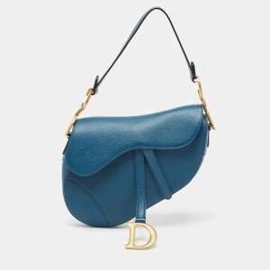 Dior Teal Blue Leather Saddle Shoulder Bag