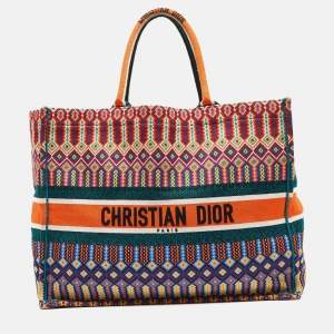 Dior Multicolor Embroidered Canvas Large Book Tote