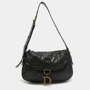 Dior Black Cannage Leather Flap Shoulder Bag