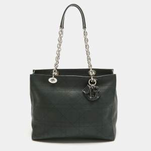 Pre Owned Dior Dark Green Cannage Leather Large Ultradior Tote