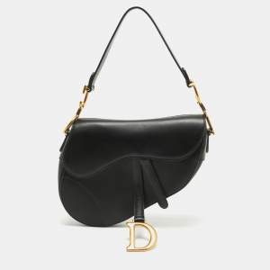 Dior Black Leather Saddle Bag