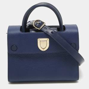 Pre Owned Dior Blue Leather Mini Diorever Top Handle Bag