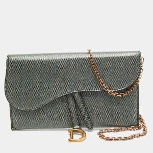 Dior Multicolor Printed Leather Saddle Wallet on Chain